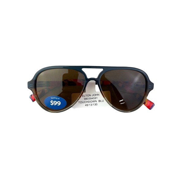 Elton John Touchdown - Blue Aviator Sunglasses Glasses w blue case & green cloth main image 5